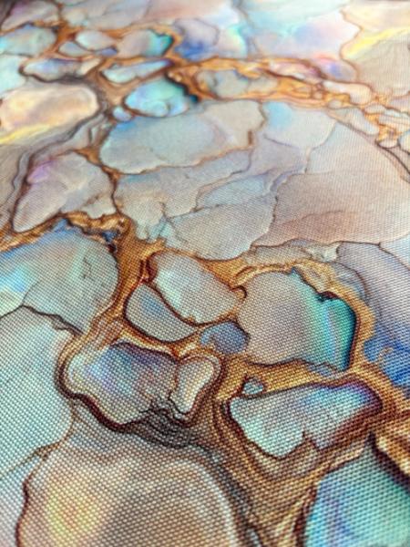 Outdoorstoff Flowing Bloom Marbels in erd/gold Töne by Swafing von Sarah Mariam
